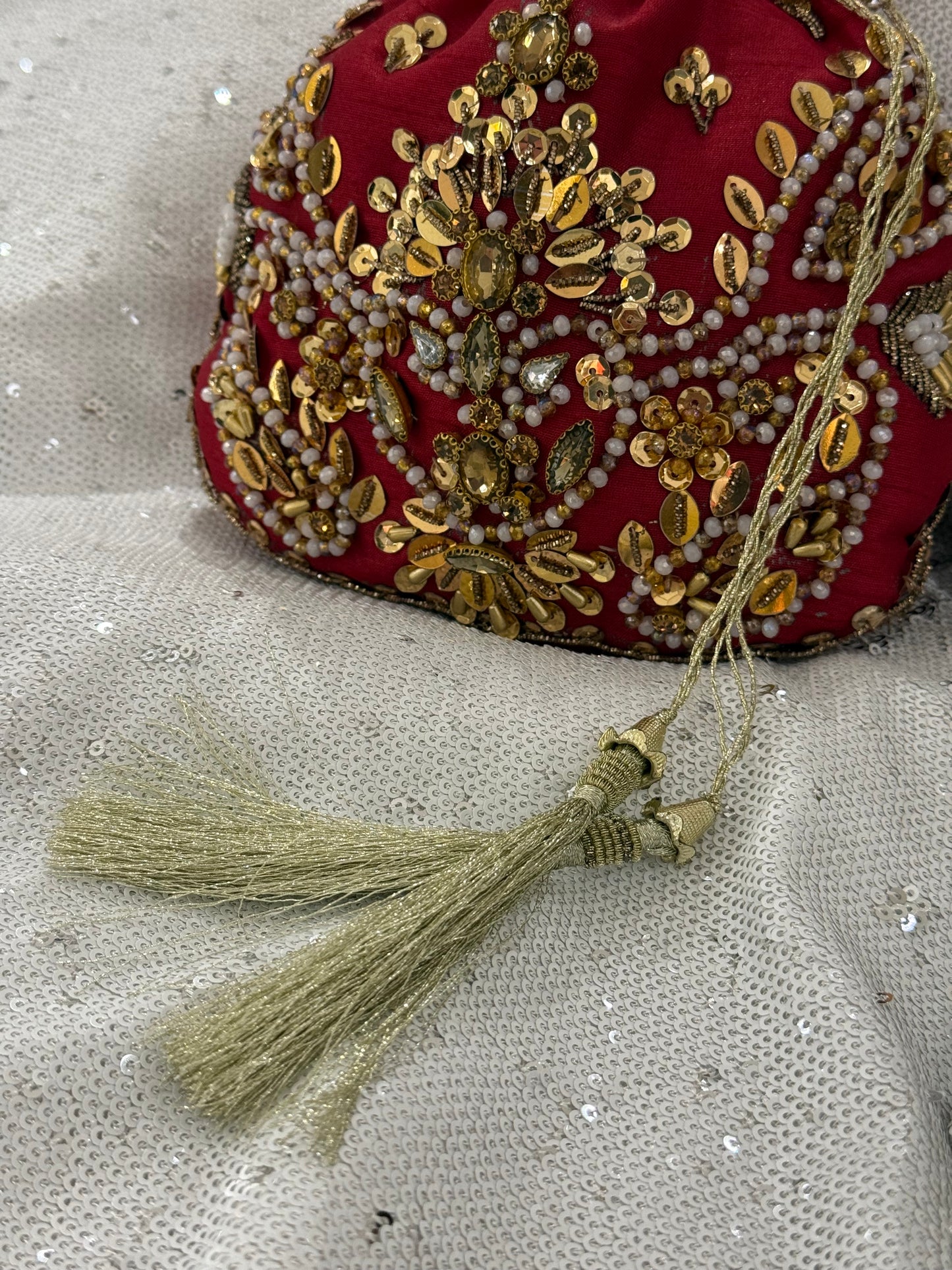 Royal Red Embellished Potli Bag