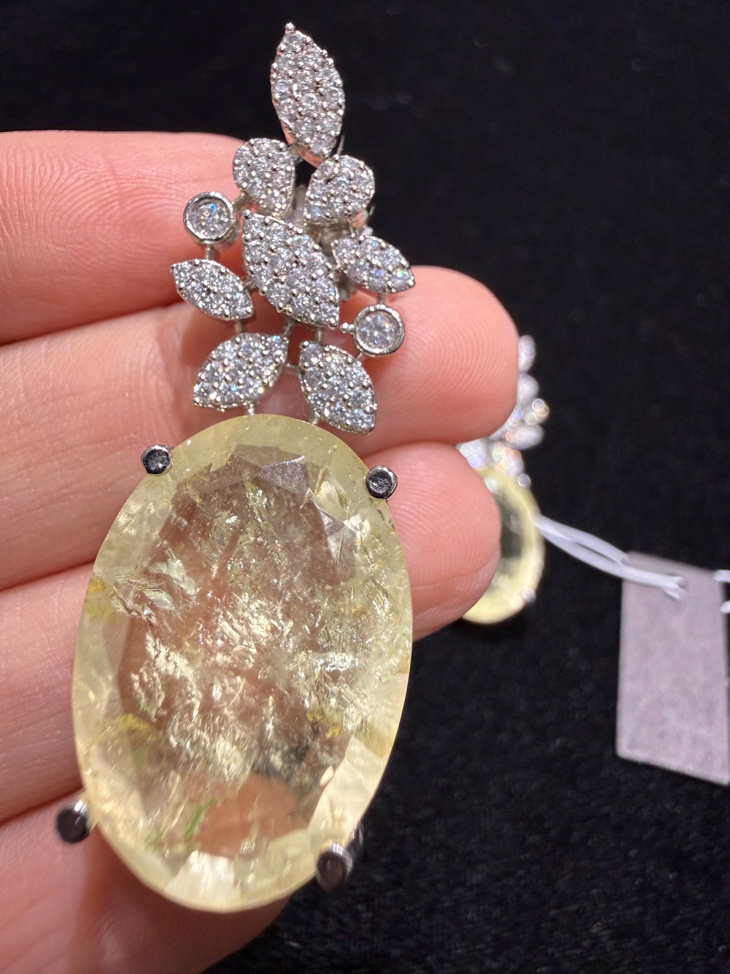 Yellow Gemstone & Diamond Drop Earrings