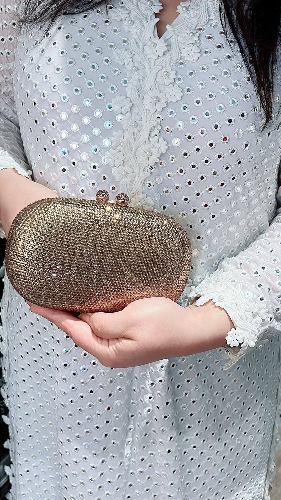 Rhinestone Blue Clutch