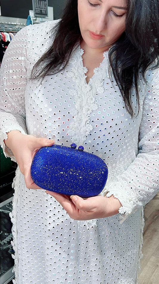 Rhinestone Blue Clutch