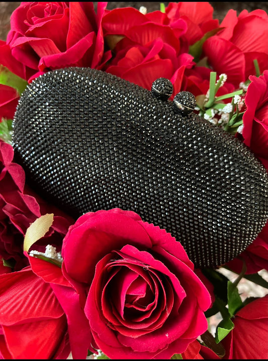 Rhinestone Black Clutch