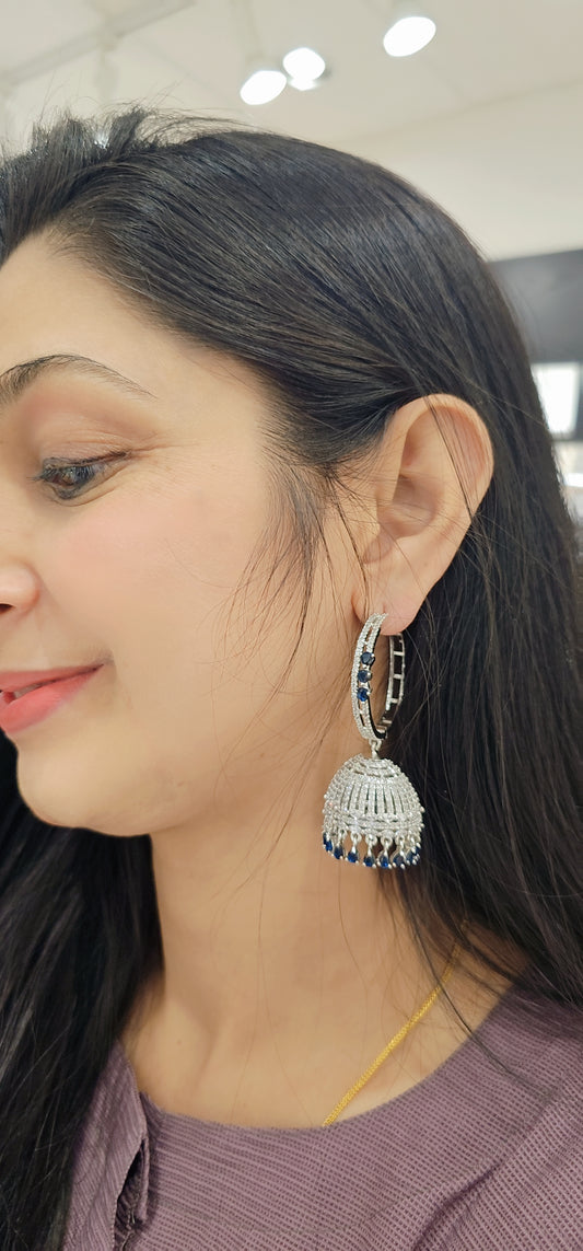 Silver Sapphire Jhumka