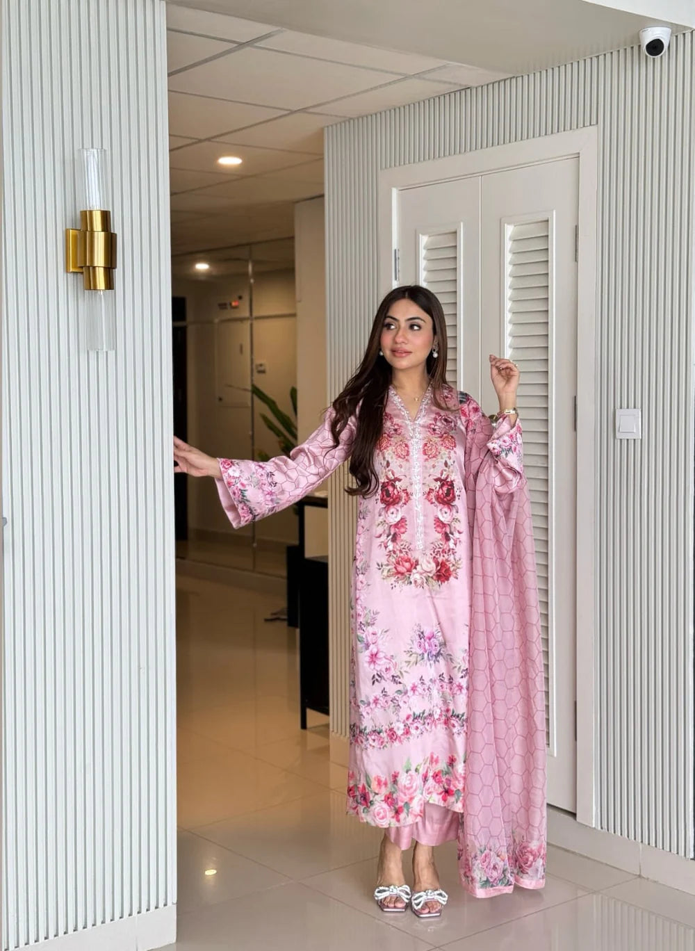 Pink Satin Silk Outfit