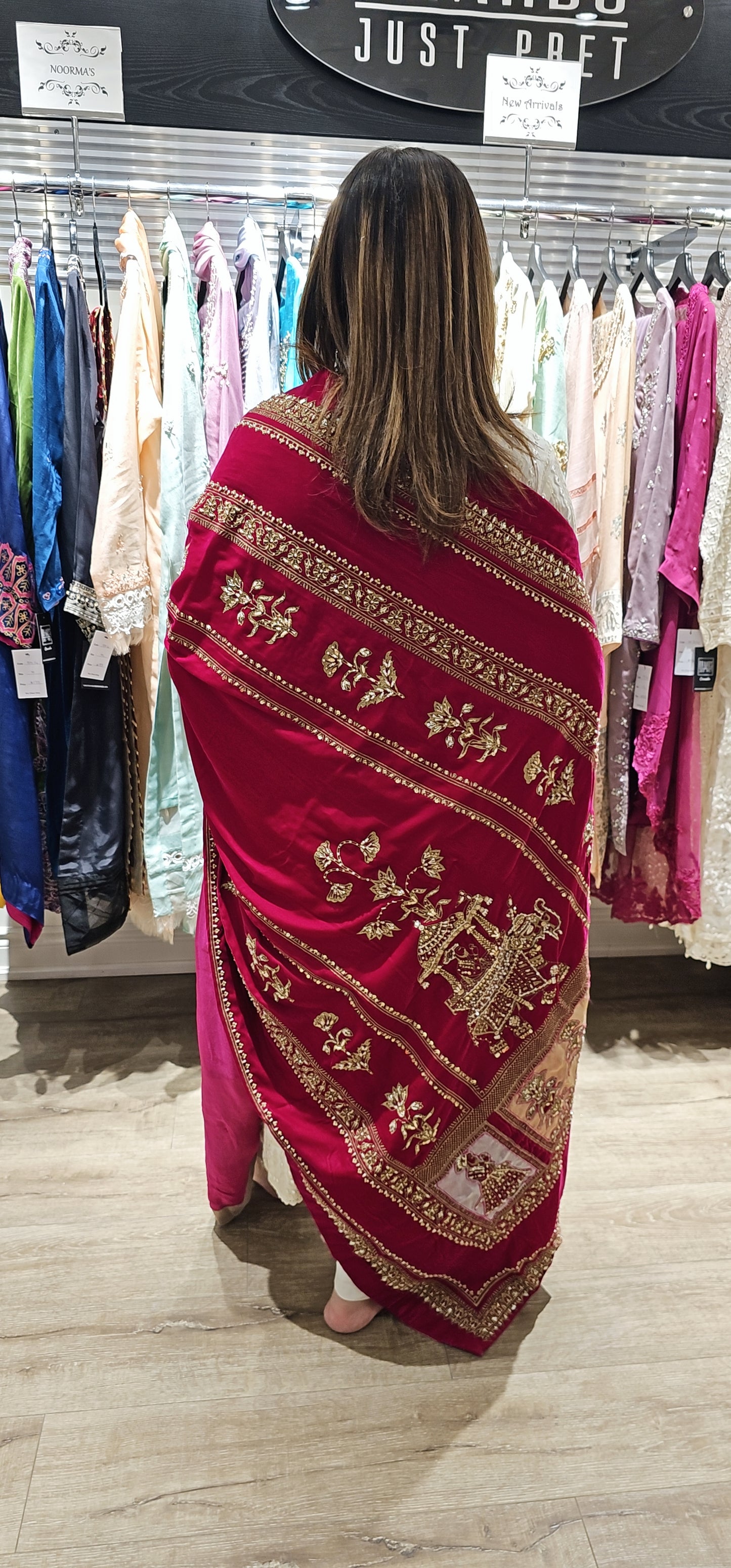Velvet Pink Rajasthani Shawl