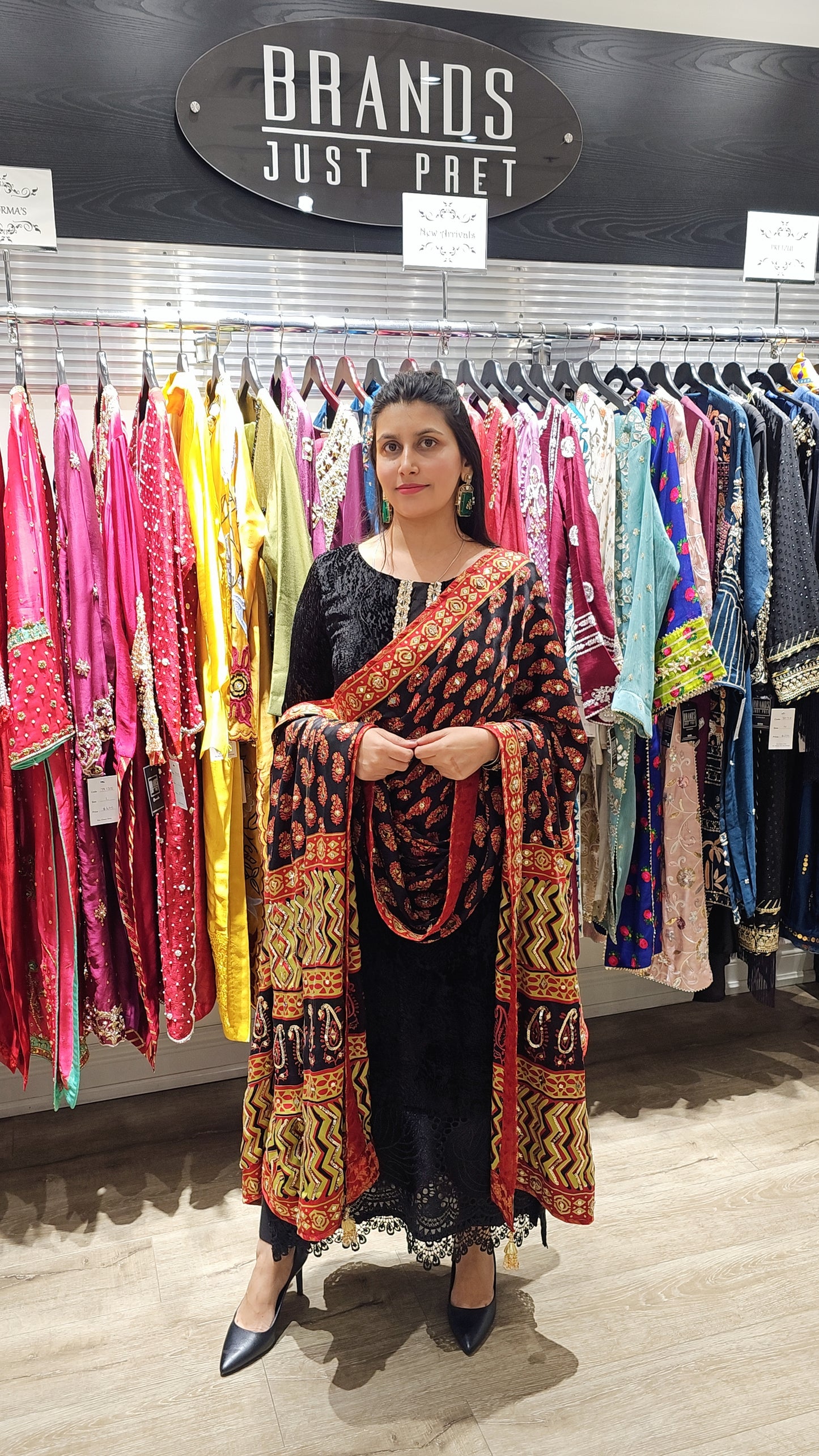 H Black Pure Digital Silk Dupatta