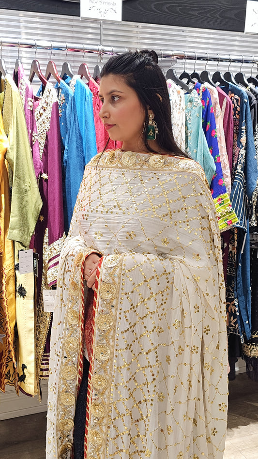 RD White Gold Kamdani Dupatta