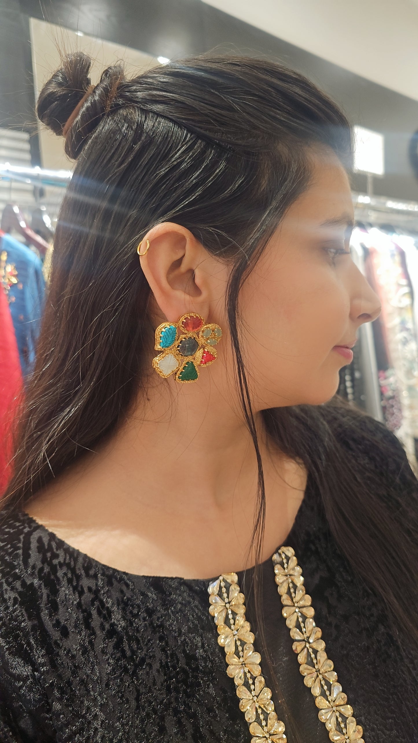 Multi Stone Gold Studs