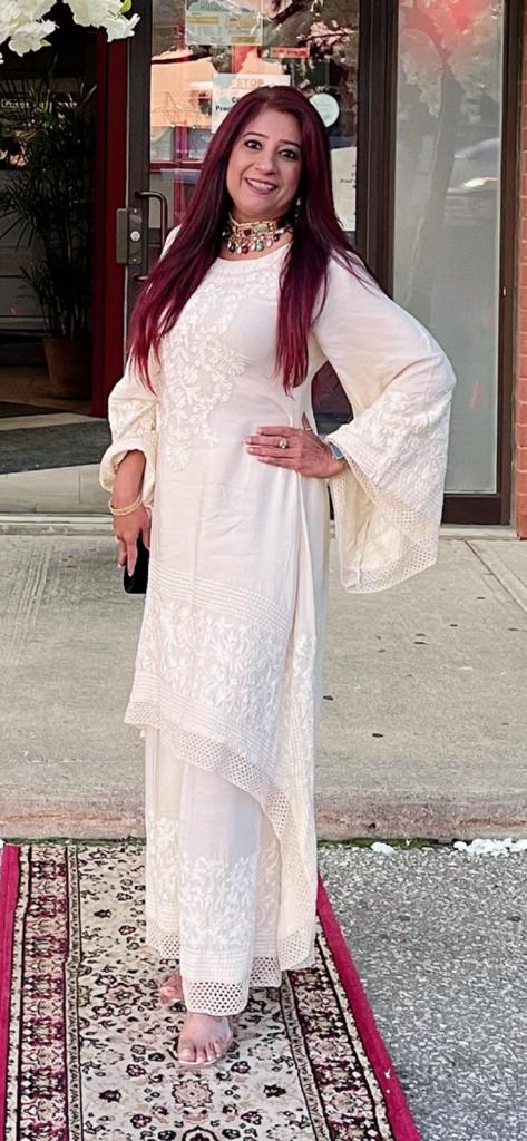 Beige Cotton Net Ari