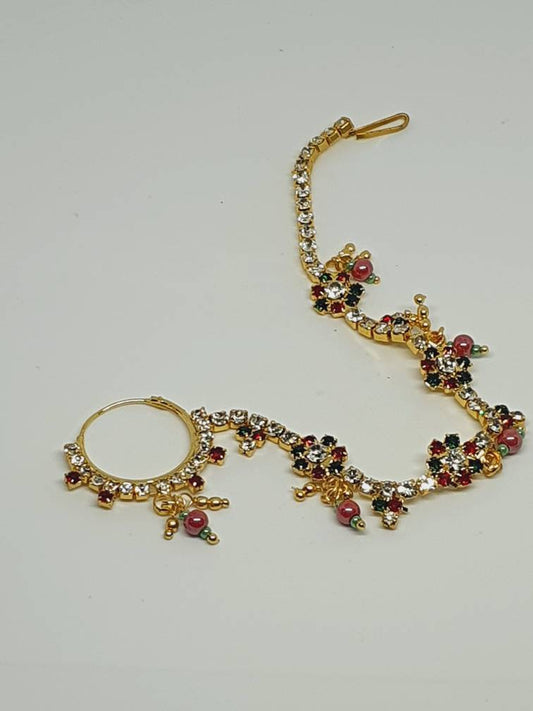Red Gold Flower Nose Stud Earrings Gold Nose Piercing Bell Nose Ring Indian Nose Stud Indian Nose Ring Crystal Nose Stud Spring Love