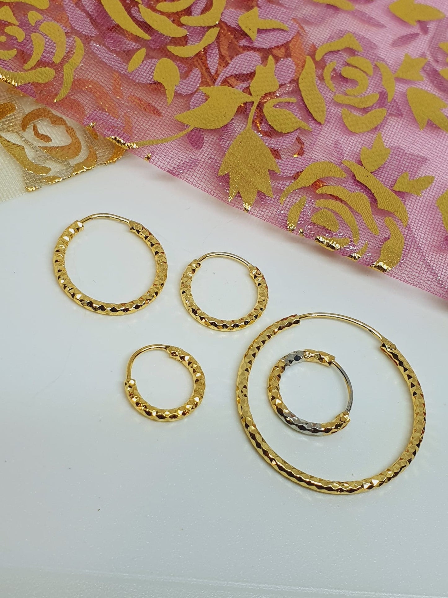 5 pieces Hoop Nose Ring Gold Silver Tone Bollywood Wedding Indian Jewelry Women Pierced Nose