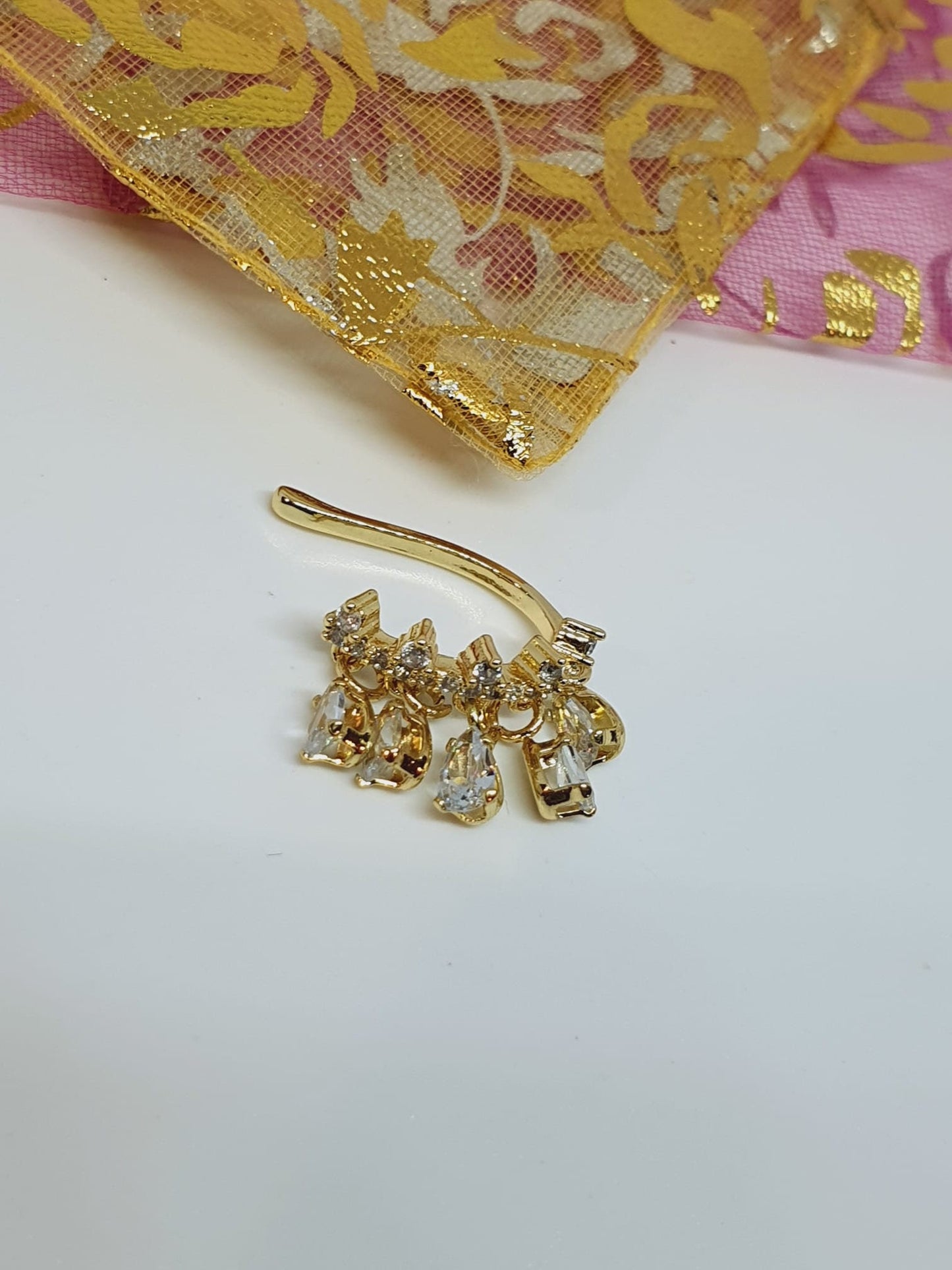 Temperament Geometric CZ Ear Clip Jewelry for Women Golden Delicate Cubic Zirconia Non-Piercing Ear Bone