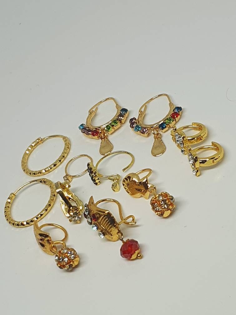12 Pieces Gold Nose Ring Bridal Jewelry Wedding Jewelry Nath Nose wear