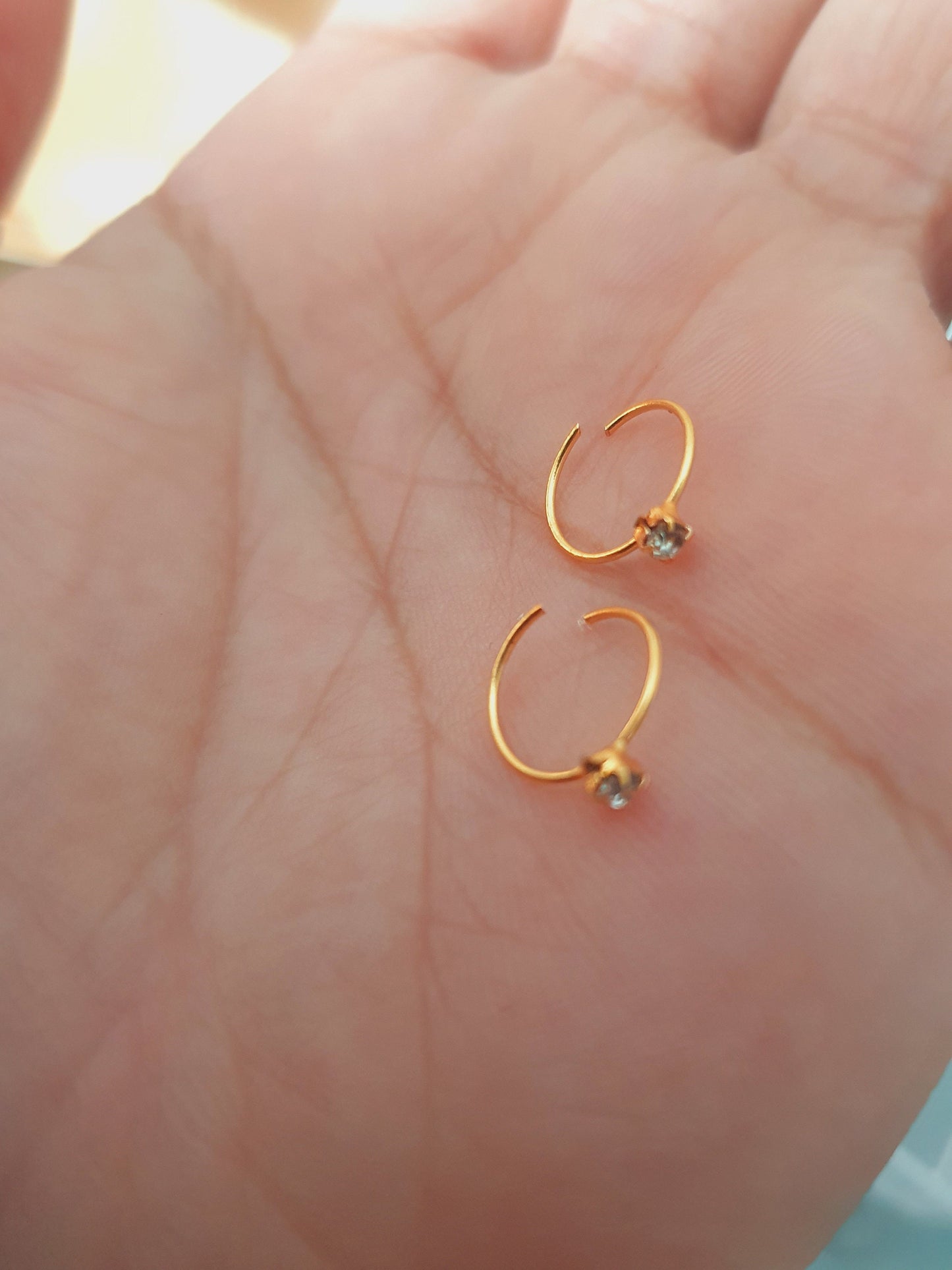 2 Hoop Gold Zirconia Nose Rings Indian Jewelry earpiercings chic piercing diamond nose ring