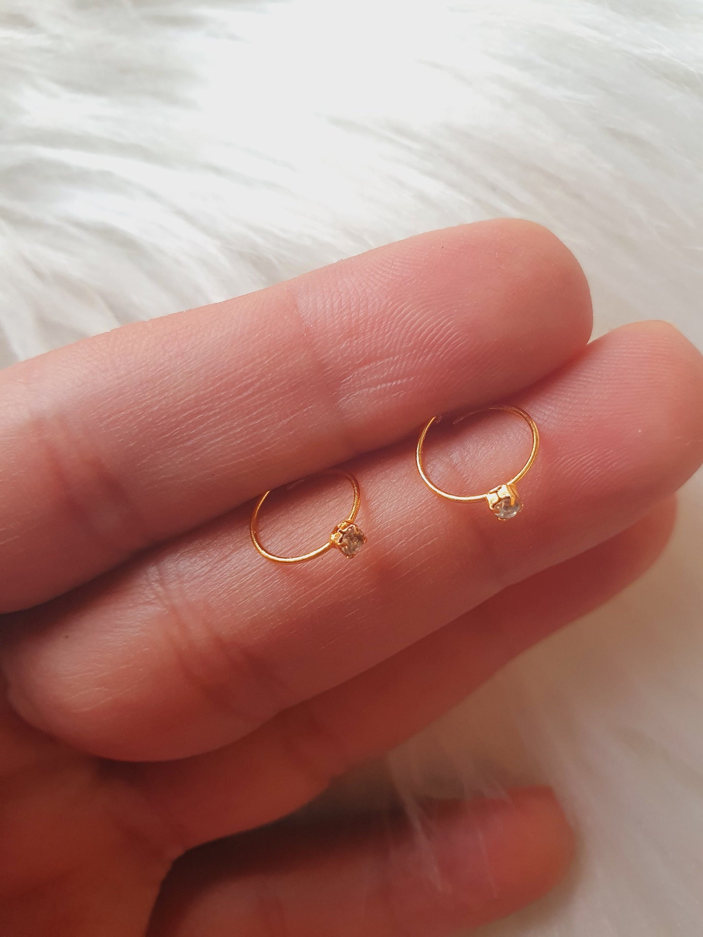 2 Hoop Gold Zirconia Nose Rings Indian Jewelry earpiercings chic piercing diamond nose ring