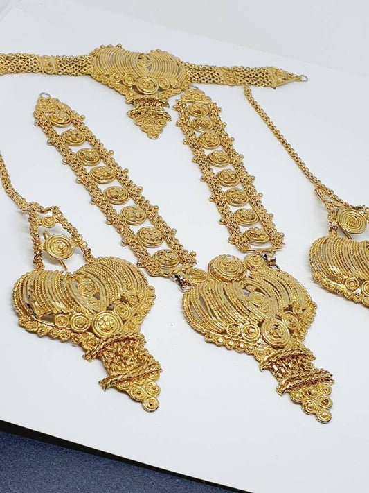 Bridal Gold Set | Indian Bridal Double Layer Set Indian Bridal Jewelry Set, Bridal Necklace and Earring Set, Jewelry Set, Bollywood Jewelry