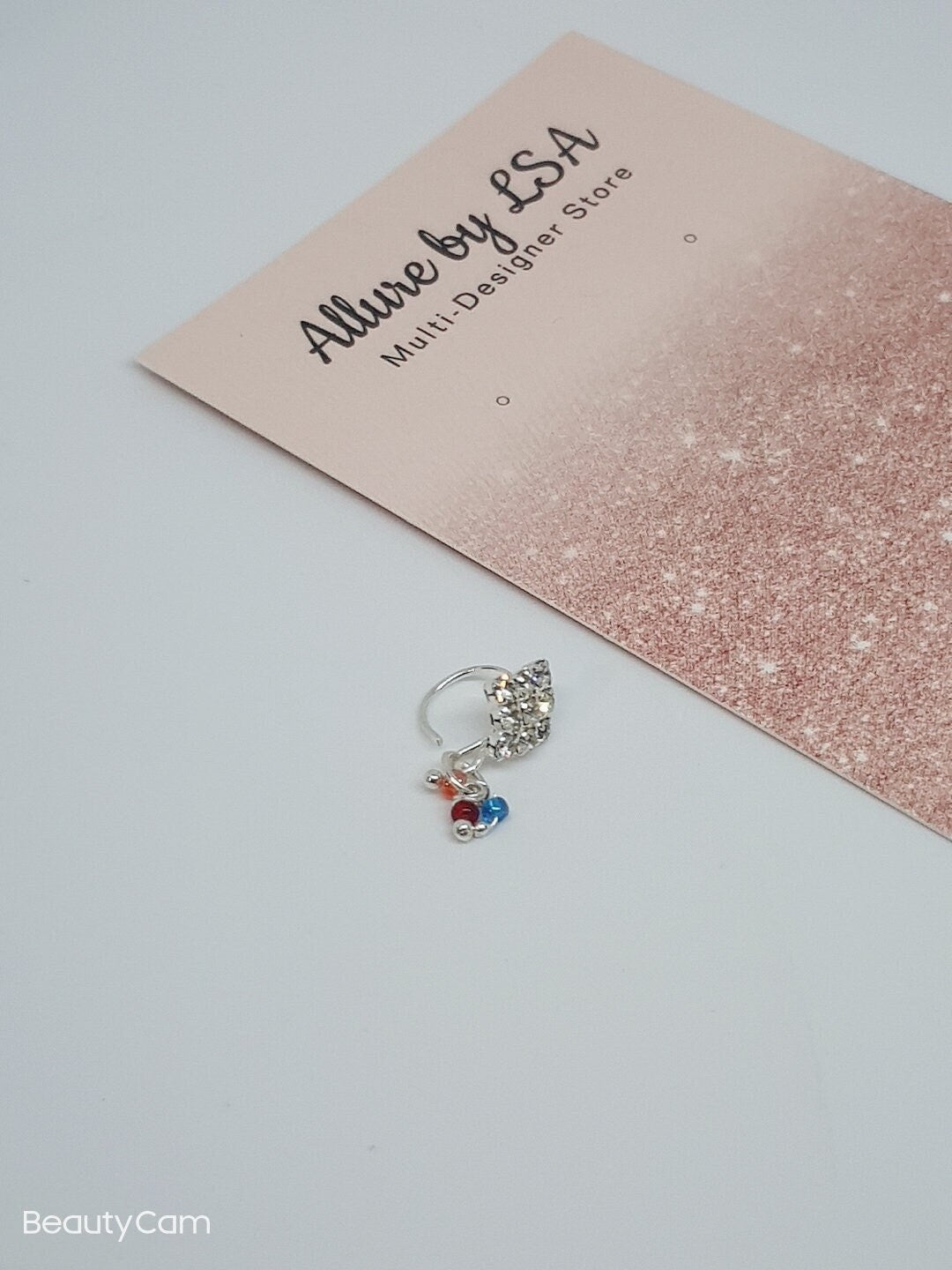 Silver Nose Ring | Multi-color Dangle Stone Nose Ring Gold Bollywood Wedding Indian Jewelry Women Pierced Nose Ring