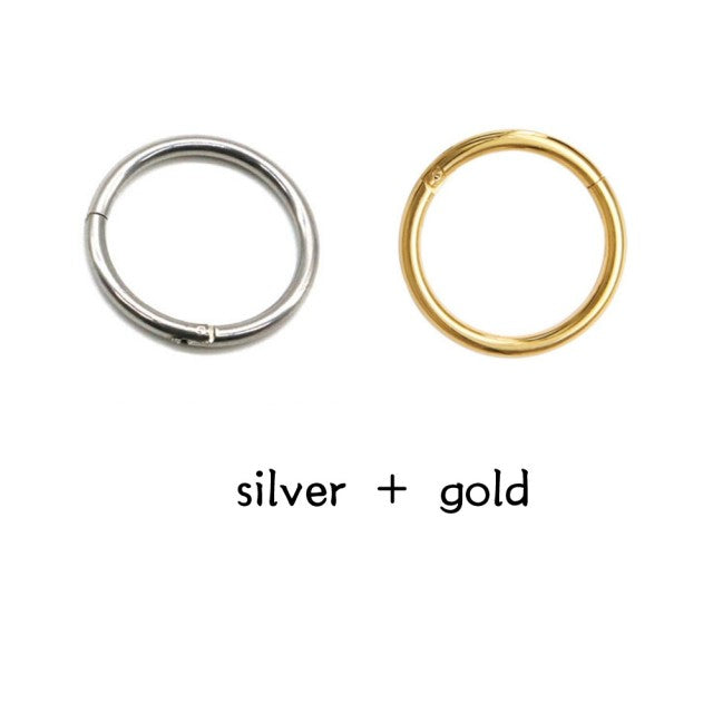 New Arrival 0.8mm Surgical Steel Small Nose Rings Mixed Color Body Clips Hoop For Women Men Cartilage Piercing Jewelry