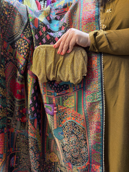 Golden Sparkle Crystal Clutch