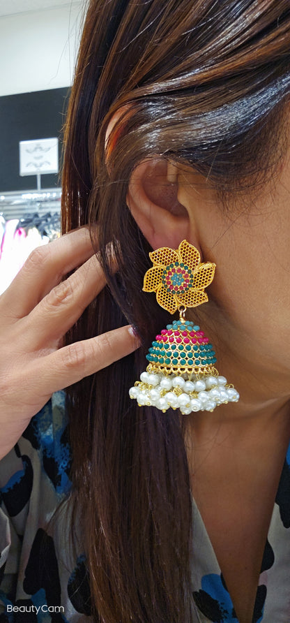 Multi Color Gold Jhumka