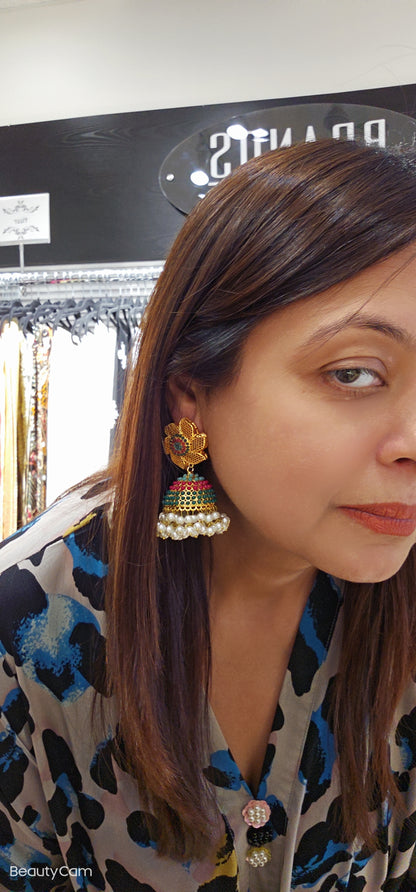 Multi Color Gold Jhumka