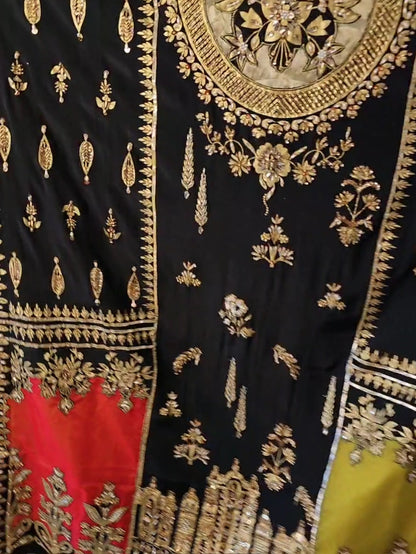 Black Silk Block Printed Shawl