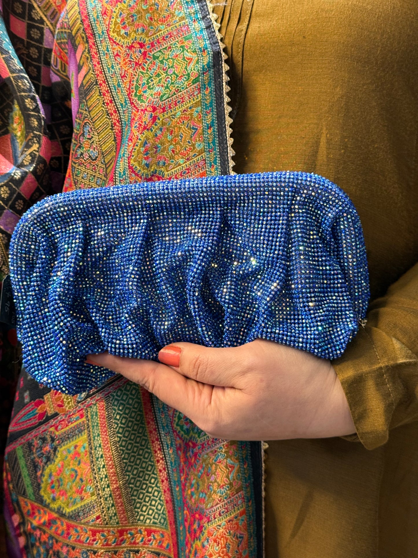 Royal Blue Crystal Clutch