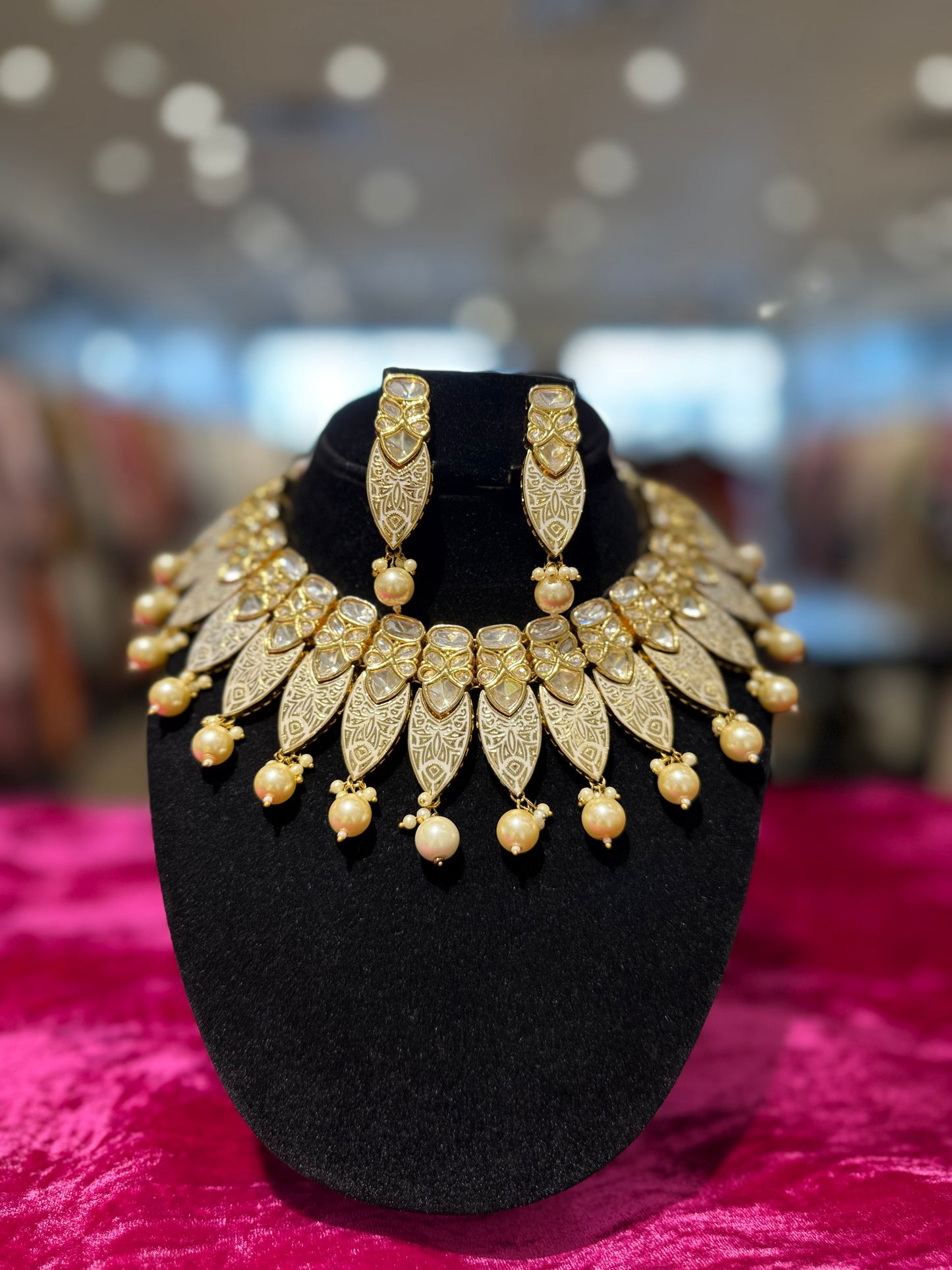 Radiant Gold-Tone Kundan Set with Pearls