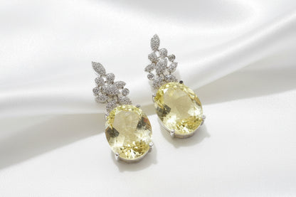 Yellow Gemstone & Diamond Drop Earrings