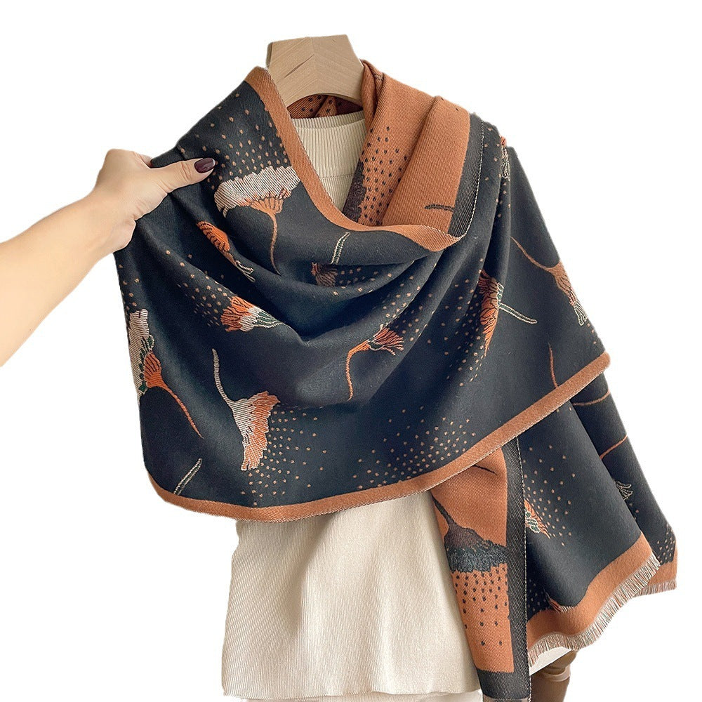 Cashmere-like Thick Warm Tassel Decorative Scarf