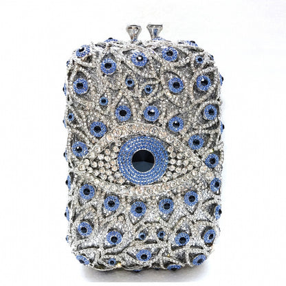 Metal Full Rhinestone Clutch Vertical Style