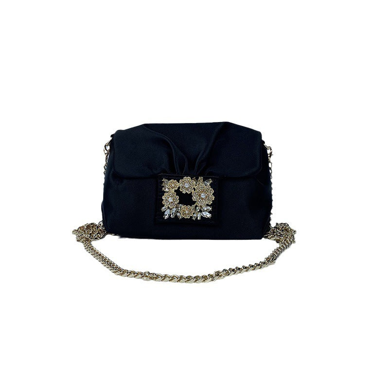 Retro Crumpled Clutch Chain Shoulder Messenger Bag