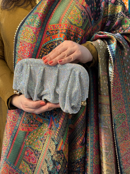 Silver Sparkle Crystal Clutch