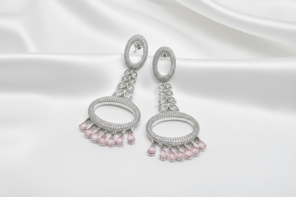 Blush Crystal Oval Drop Earrings