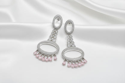 Blush Crystal Oval Drop Earrings