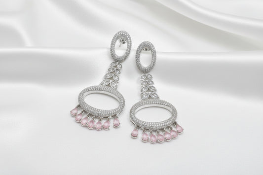 Blush Crystal Oval Drop Earrings