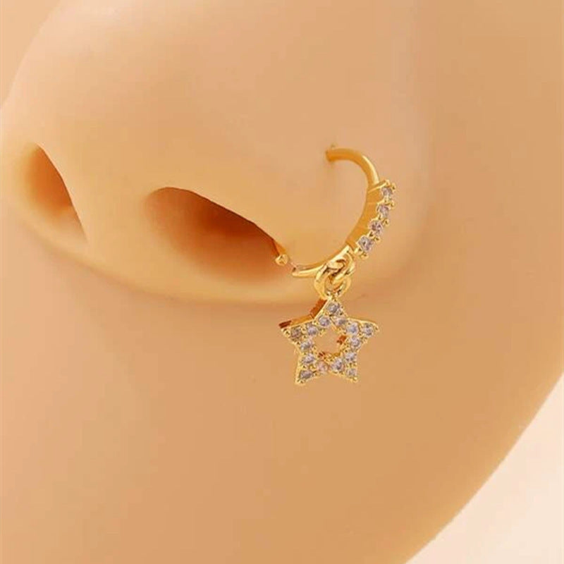 Hollow Cubic Zirconia Pendant Nose Ring