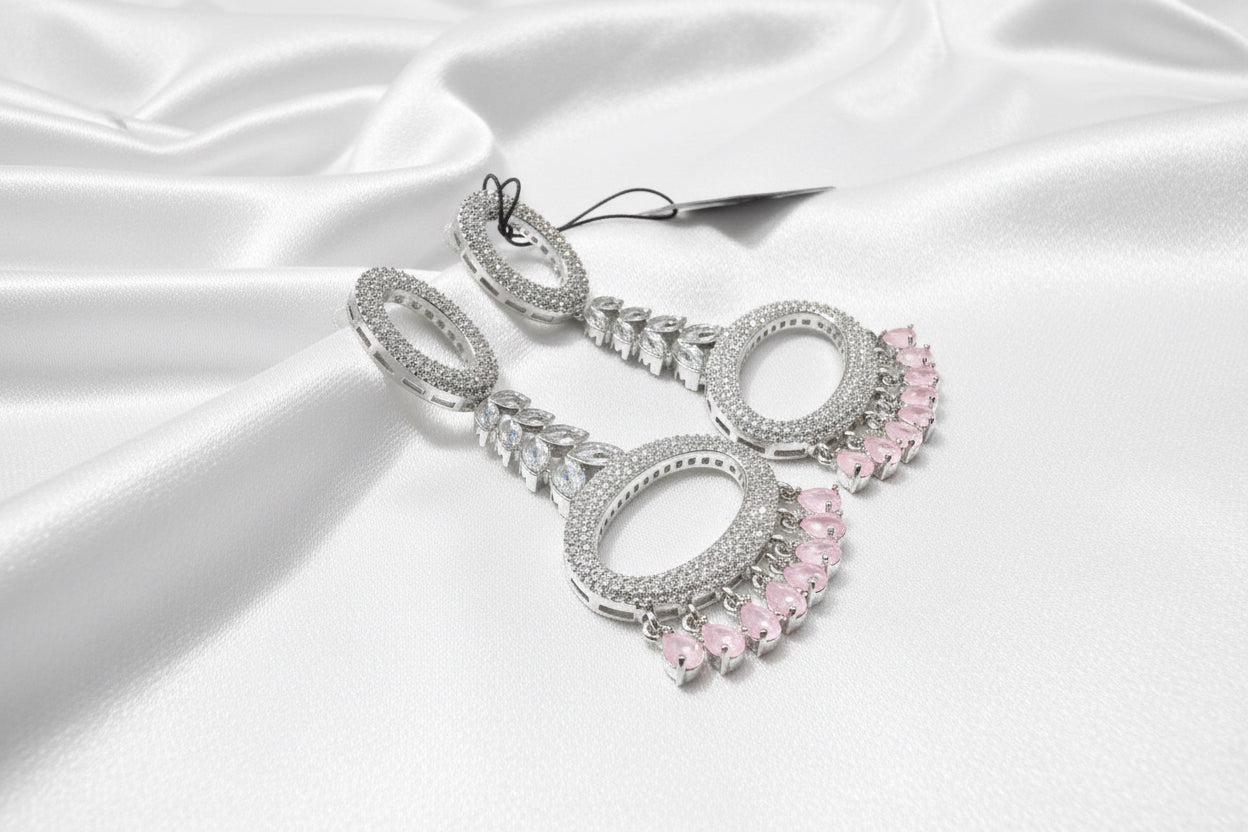 Blush Crystal Oval Drop Earrings