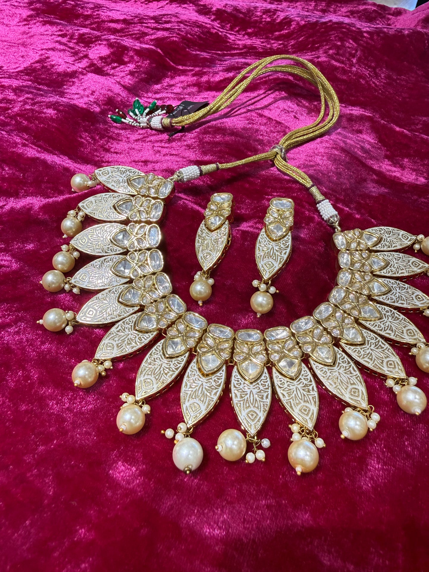 Radiant Gold-Tone Kundan Set with Pearls