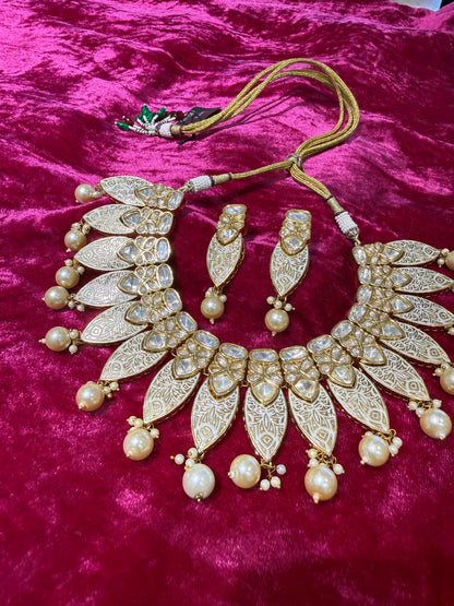 Radiant Gold-Tone Kundan Set with Pearls