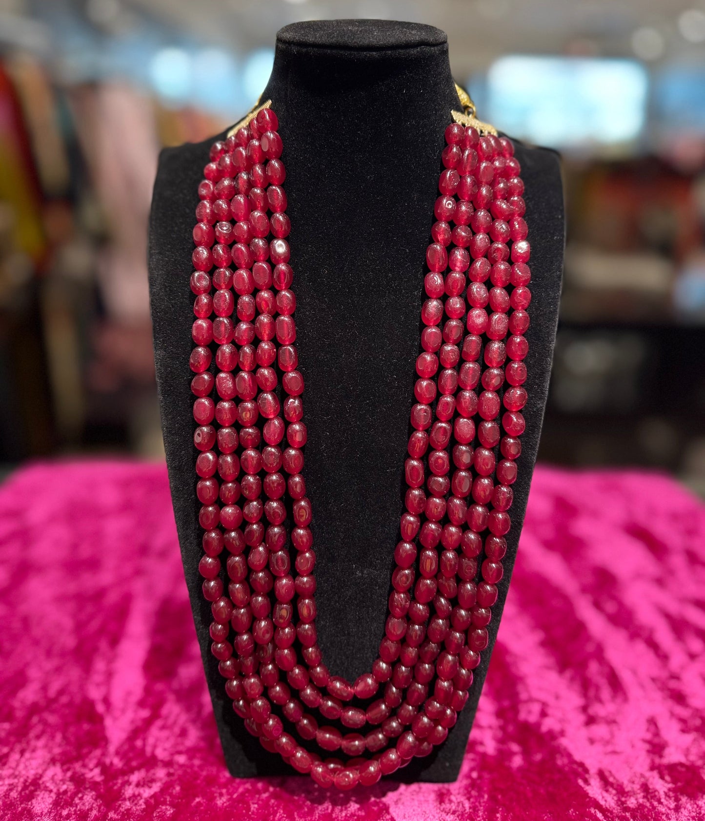 Radiant Ruby Multi-Layer Beaded Necklace