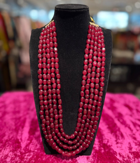 Radiant Ruby Multi-Layer Beaded Necklace