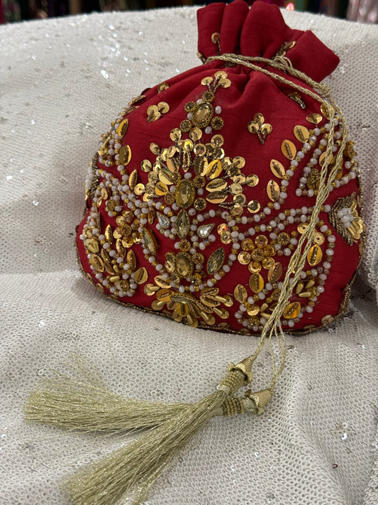Royal Red Embellished Potli Bag