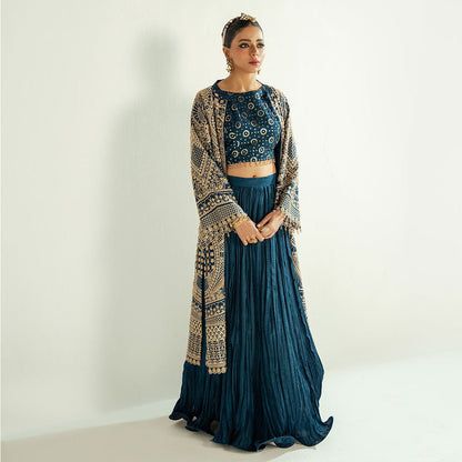 Teal Blue Chikenkari