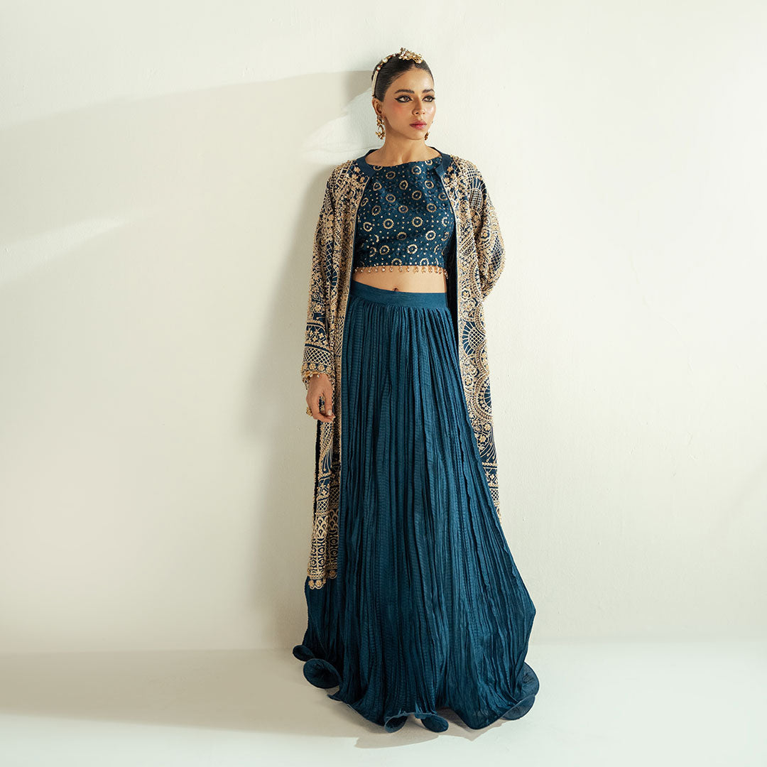 Teal Blue Chikenkari