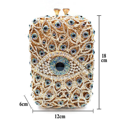 Metal Full Rhinestone Clutch Vertical Style