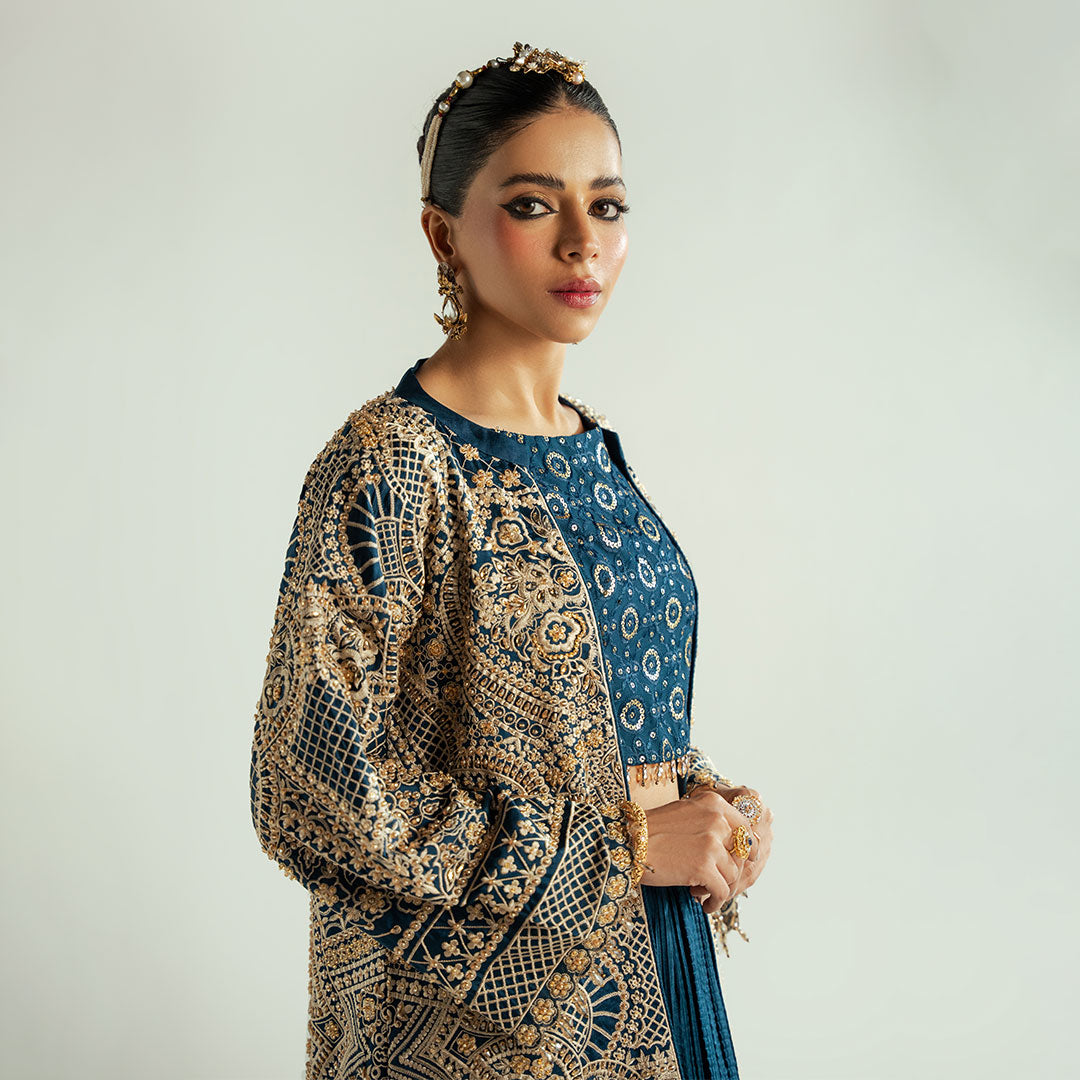 Teal Blue Chikenkari