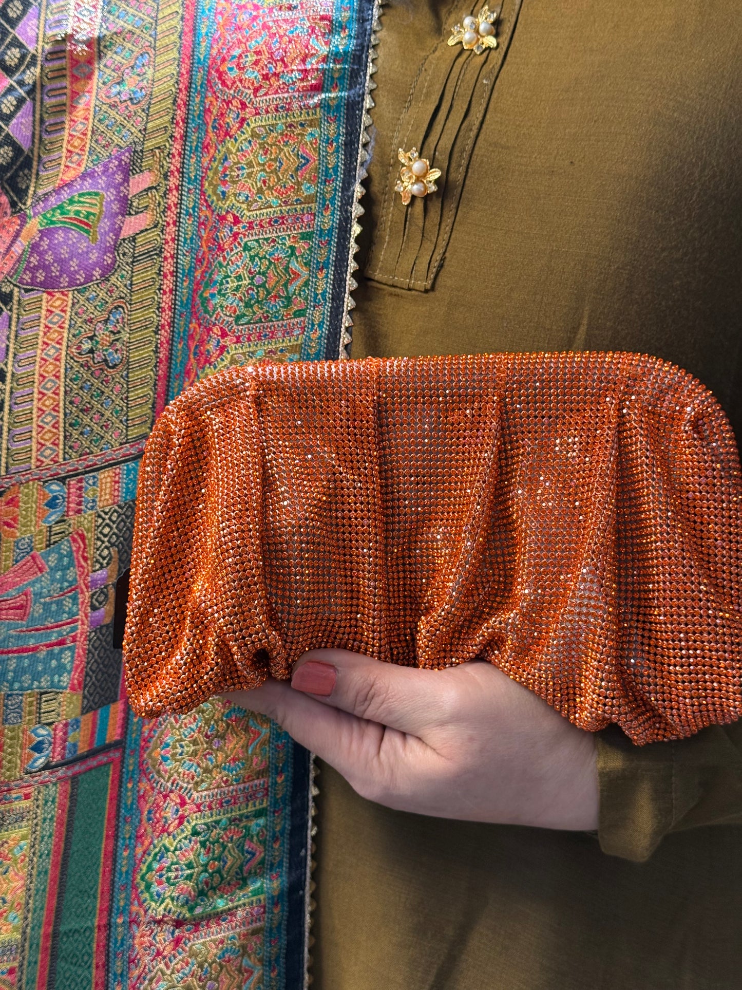 Copper Glow Crystal Clutch