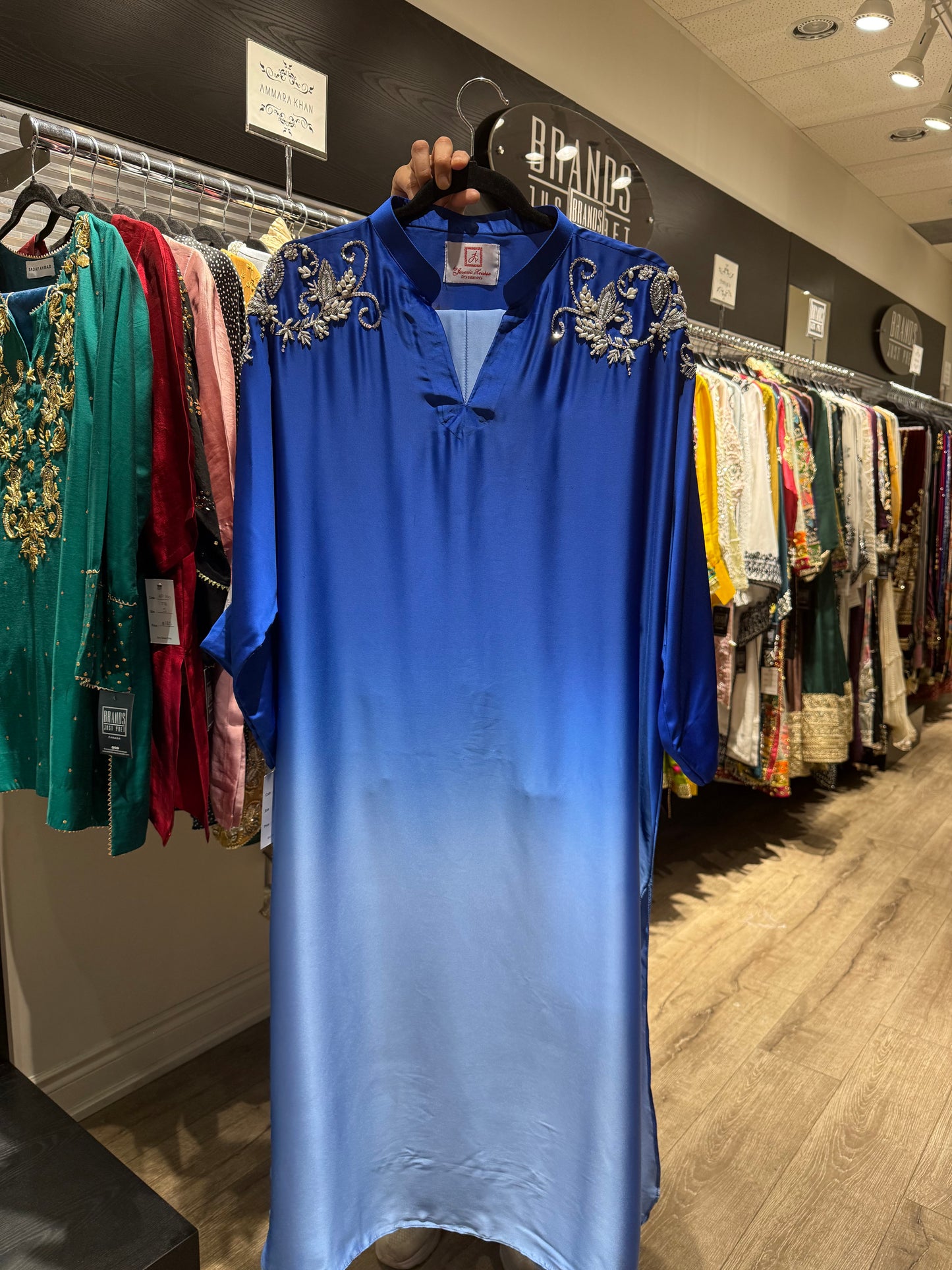 Elegant Ombre Blue Embellished Cord Set