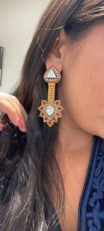 Pink Kundan leaf style