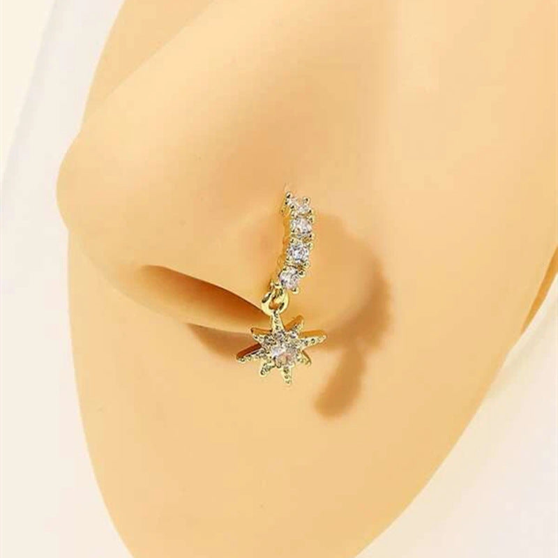 Hollow Cubic Zirconia Pendant Nose Ring